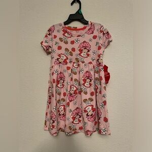 Strawberry shortcake Charming Pink Cartoon Print Kids Dress size 5T-NWT
